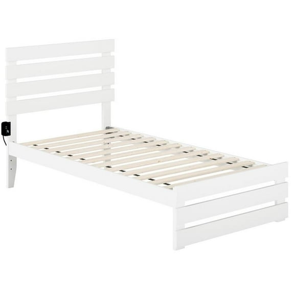 Bowery Hill Farmhouse Solid Wood Twin Bed with Footboard in White