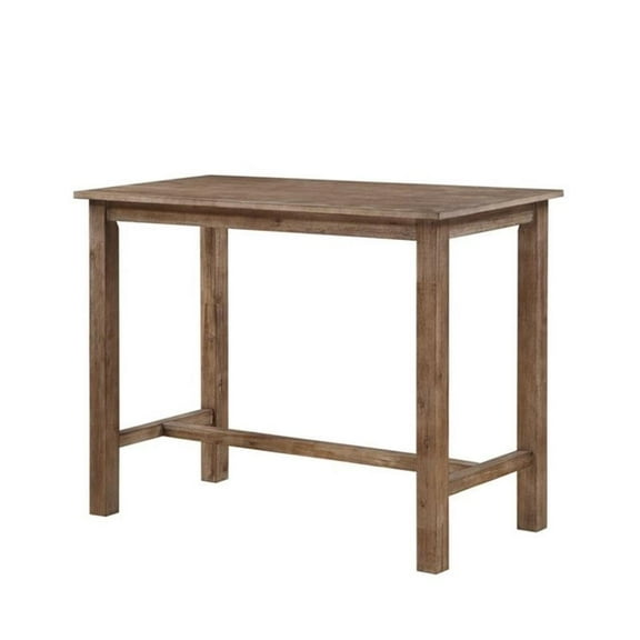 Bowery Hill Farmhouse Wood Pub Table in Barnwood Wire-Brush Brown