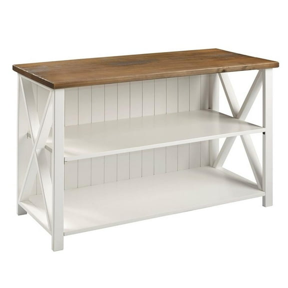 Bowery Hill Farmhouse Wood Storage Console for TVs up to 52" in White/Brown