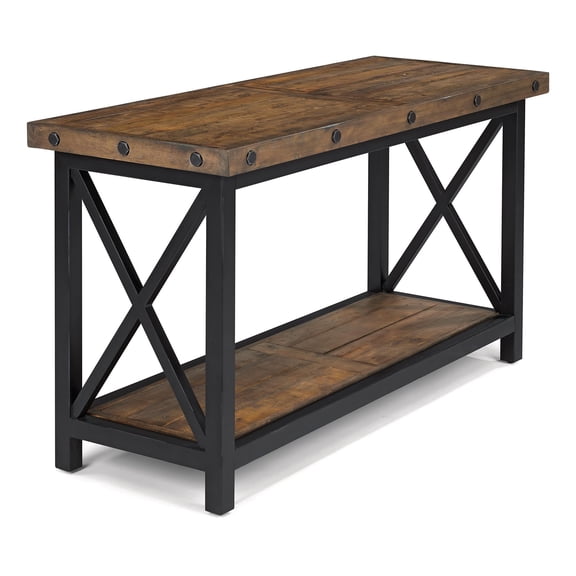 Bowery Hill Farmhouse Wooden Carpenter Brown Finish Sofa Table