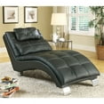 thumbnail image 1 of Bowery Hill Faux Leather Chaise Lounge in Black and Chrome, 1 of 2