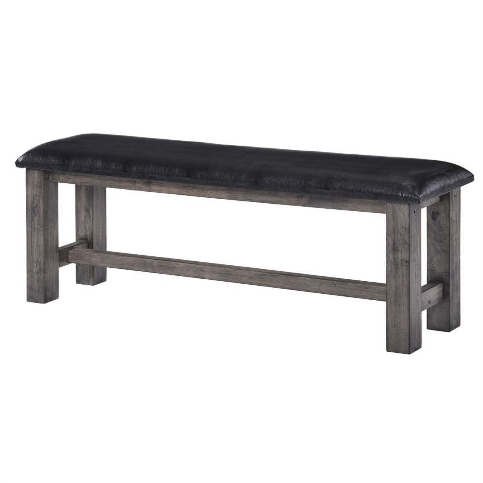 Grayson Rustic 47" Black Faux Leather Upholstered Dining Bench