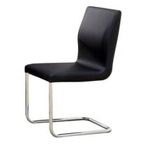 Bowery Hill Faux Leather Dining Chair in Black Finish (Set of 2)