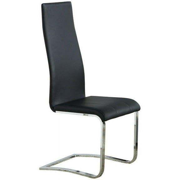 Bowery Hill Faux Leather Dining Side Chair in Black and Chrome