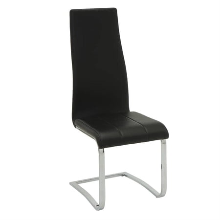 Bowery Hill Faux Leather Dining Side Chair in Black and Chrome (Set of 4)