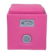 Bowery Hill Faux Leather Square Speaker Ottoman in Pink Finish