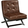 thumbnail image 1 of Bowery Hill Faux Leather Tufted Accent Chair in Brown, 1 of 4