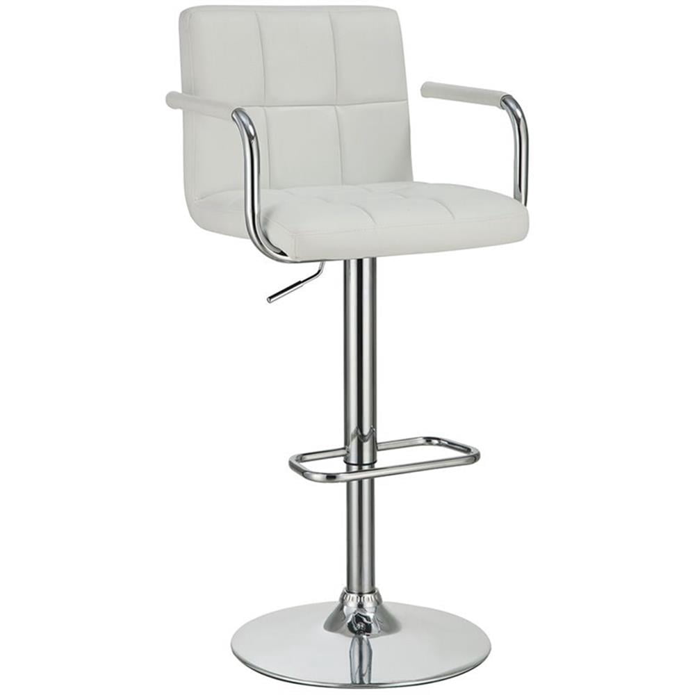 Bowery Hill Faux Leather Tufted Adjustable Bar Stool in White