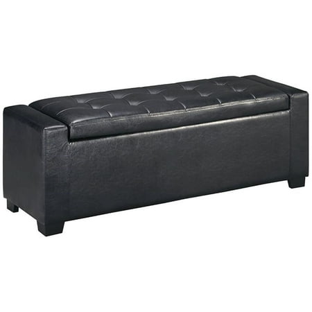 Bowery Hill Faux Leather Tufted Storage Bench in Black