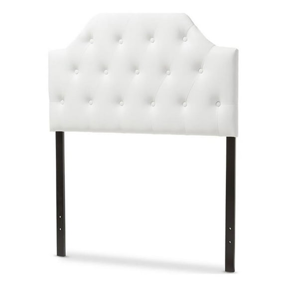 Bowery Hill Faux Leather Upholstered Twin Headboard w/ Adjustable Legs in White