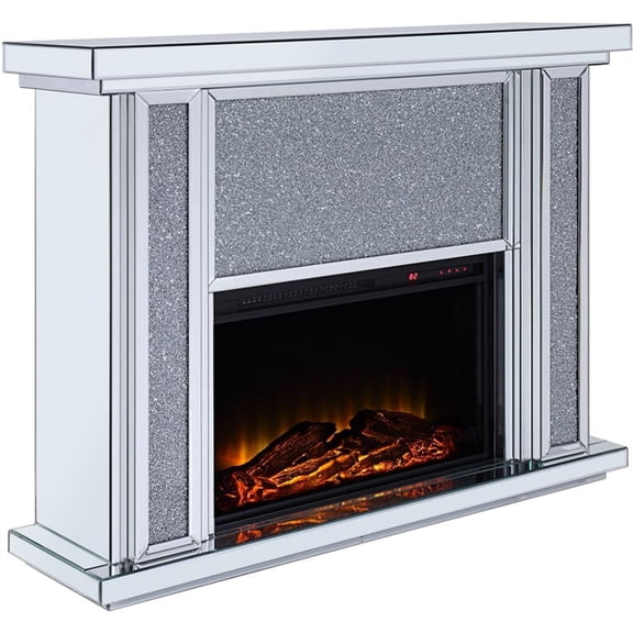 Bowery Hill Fireplace with Mirrored Design and Faux Stones Inserts