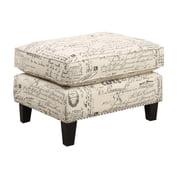 Bowery Hill Polyester Off White Ottoman Rectangular Nailhead Trim 18 H x 20 W x 26 D
