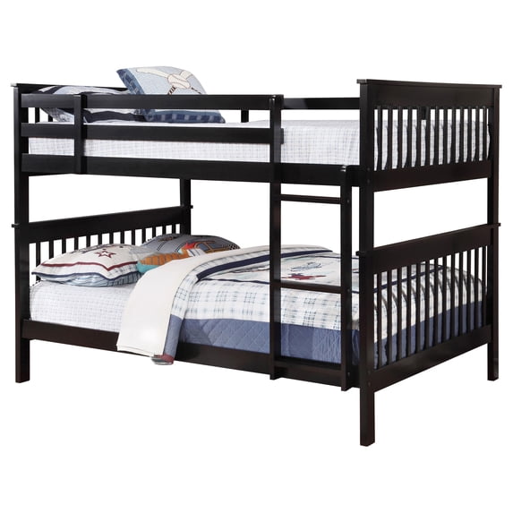 Bowery Hill Full Over Full Bunk Bed in Black, Heavy Duty (400lbs per Bunk)