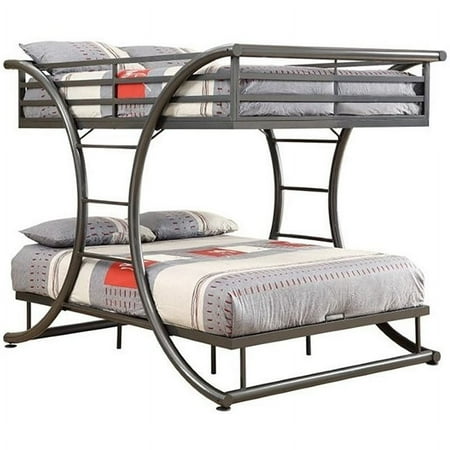 Bowery Hill Full Over Full Metal Bunk Bed in Gunmetal Gray