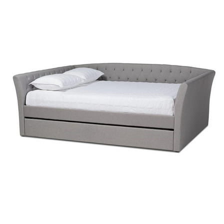 Bowery Hill Full Size Light Grey Upholstered Daybed with Trundle