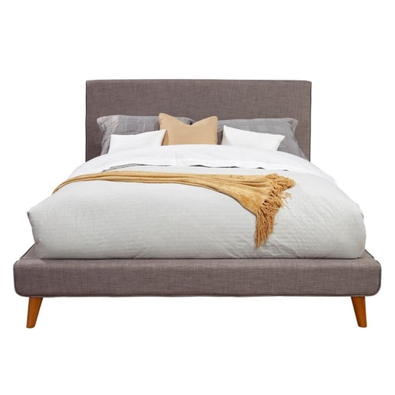 Bowery Hill Full Size Upholstered Platform Bed in Dark Gray