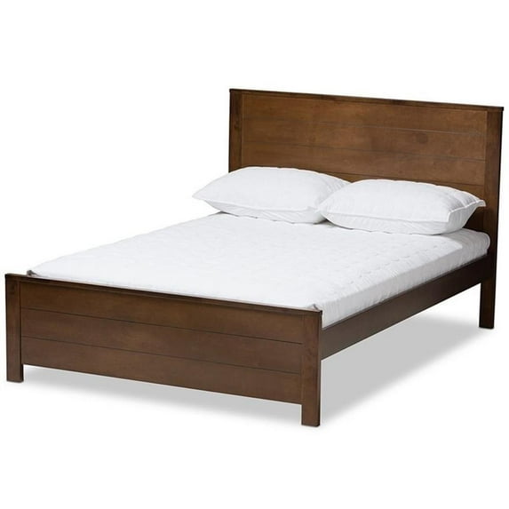 Bowery Hill Full Wood Platform Bed in Brown Mahogany