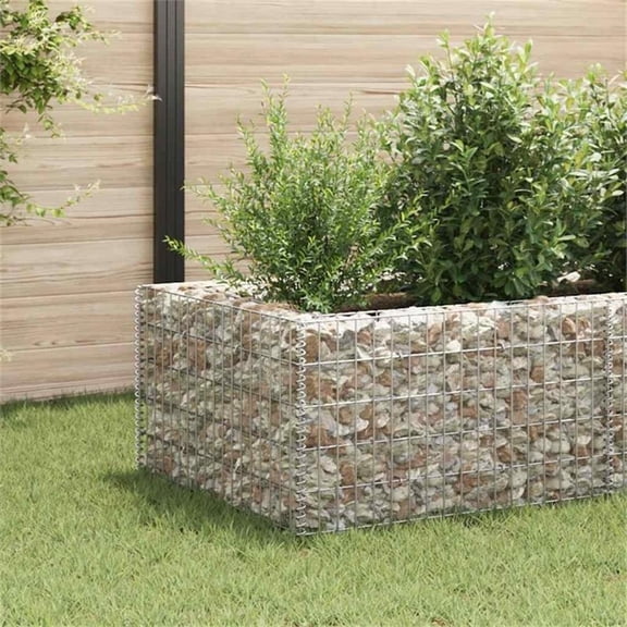 Bowery Hill Galvanized Steel Large Gabion Raised Bed in Silver