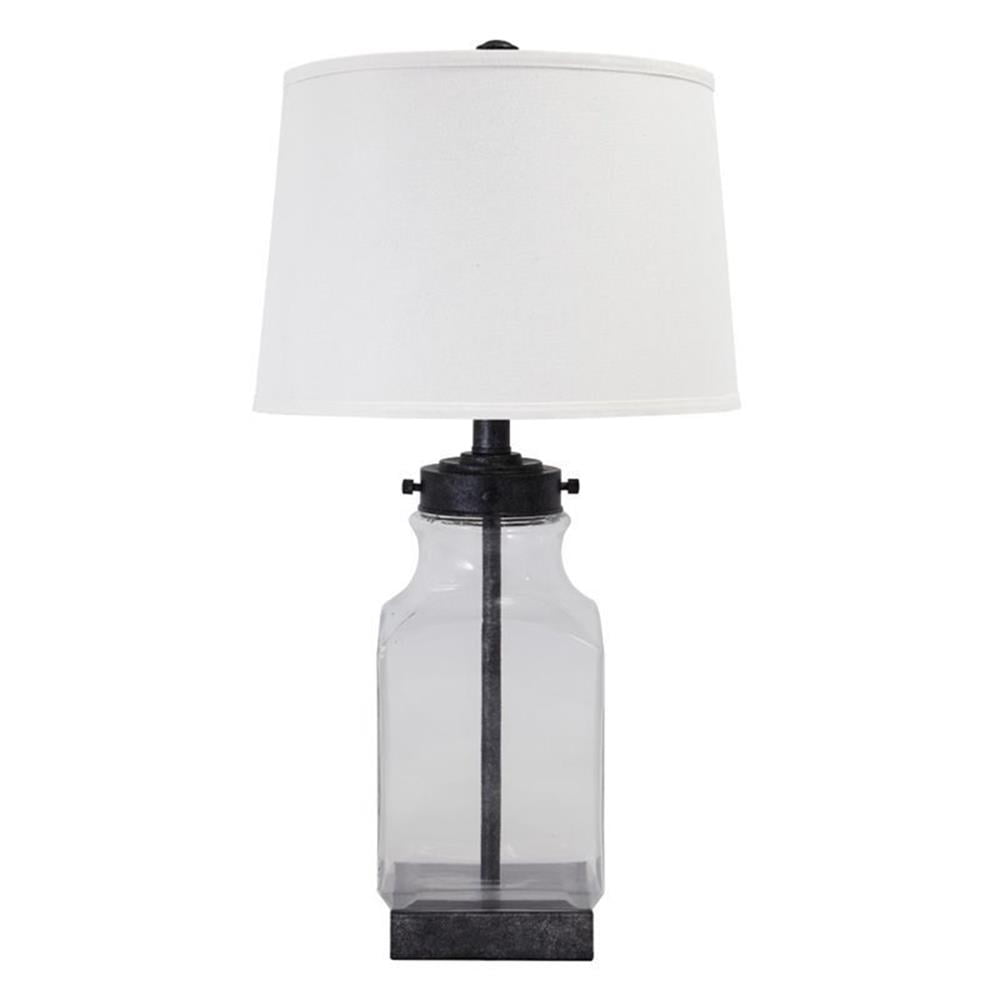 Sharolyn 30" Silver and Glass Table Lamp with Drum Shade