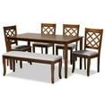 thumbnail image 1 of Bowery Hill Gray Fabric and Walnut Finished Wood 6-Piece Dining Set, 1 of 9