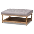 thumbnail image 1 of Bowery Hill Gray Linen Upholstered Graywashed Wood Cocktail Ottoman, 1 of 9