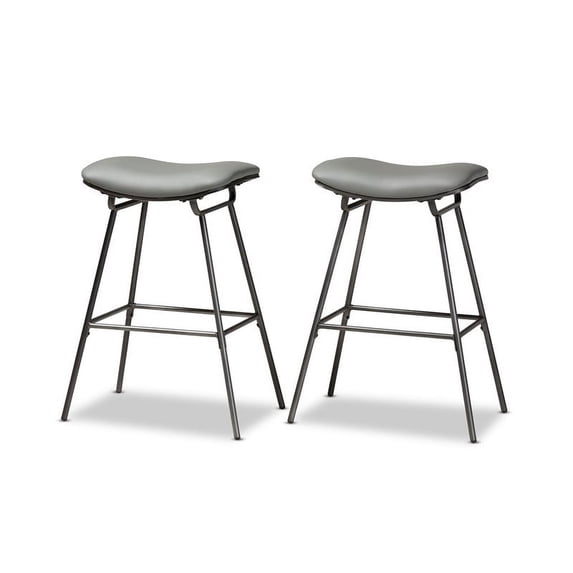 Bowery Hill Gray Upholstered Metal Bar Stoolss (Set of 2)