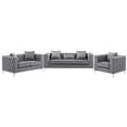 thumbnail image 1 of Bowery Hill Gray Velvet Fabric Sofa Loveseat Chair Living Room Set, 1 of 11