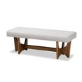 thumbnail image 1 of Bowery Hill Grayish Beige Upholstered Brown Finished Bench, 1 of 8