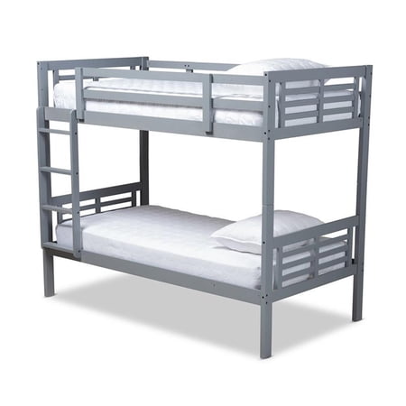 Bowery Hill Grey Finished Wood Twin Size Bunk Bed