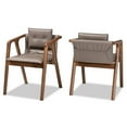 thumbnail image 1 of Bowery Hill Grey Leather and Brown Finished Wood Dining Chair Set, 1 of 6