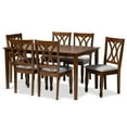 thumbnail image 1 of Bowery Hill Grey Upholstered Walnut Finished 7-Piece Dining Set, 1 of 9