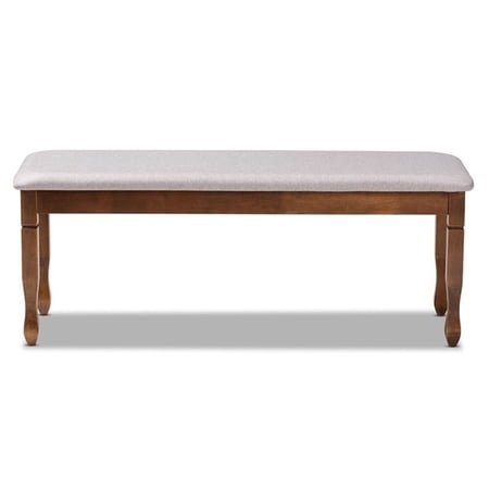 Bowery Hill Grey Upholstered and Walnut Brown Finished Wood Dining Bench