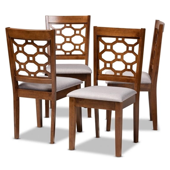 Bowery Hill Grey and Brown Finished Wood 4-Piece Dining Chair Set
