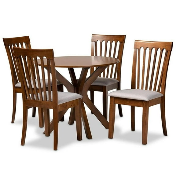 Bowery Hill Grey and Walnut Brown Finished Wood 5-Piece Dining Set