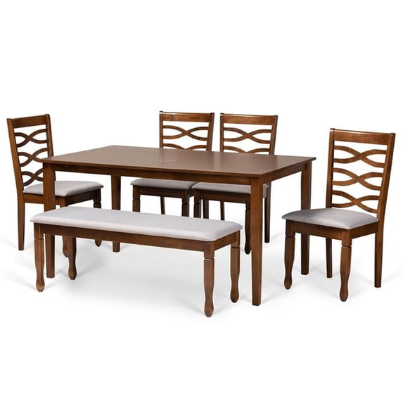 Bowery Hill Grey and Walnut Brown Finished Wood 6-Piece Dining Set