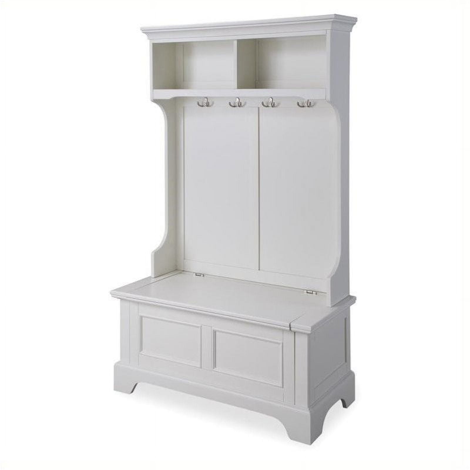 White Hall Tree with Storage Bench and Hooks