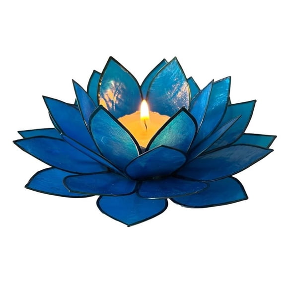 Bowery Hill Handcrafted Moonshadow Capiz Shell Tea Light Holder in Blue