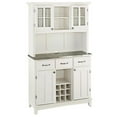 thumbnail image 1 of Bowery Hill Hard Wood and Stainless Steel Top Buffet with Hutch in Off White, 1 of 8