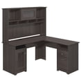 thumbnail image 1 of Bowery Hill Home Office L-Shape Computer Desk with Hutch in Gray, 1 of 9
