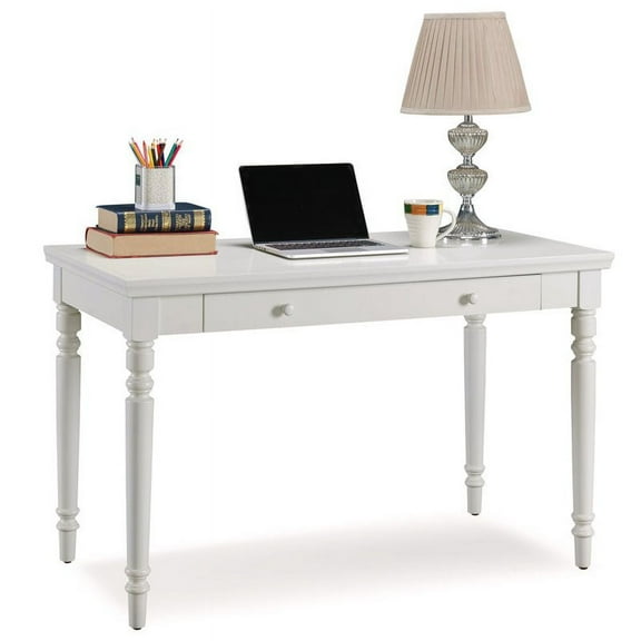 Bowery Hill Home Office Writing Desk with Center Drawer in White
