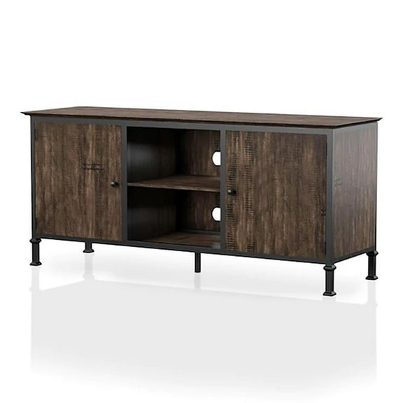 Bowery Hill Industrial Wood 60-Inch TV Stand in Weathered Oak