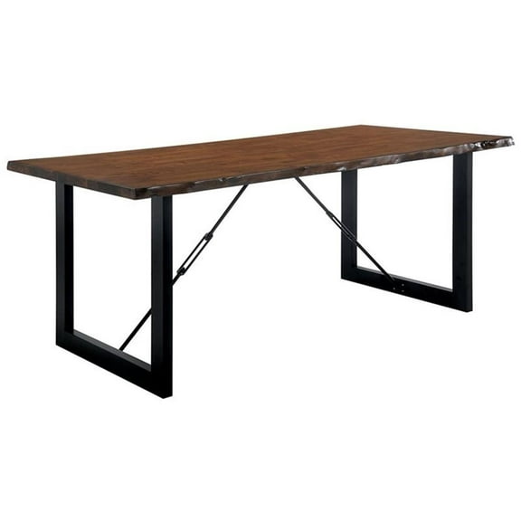 Bowery Hill Industrial Wood Extendable Dining Table in Walnut