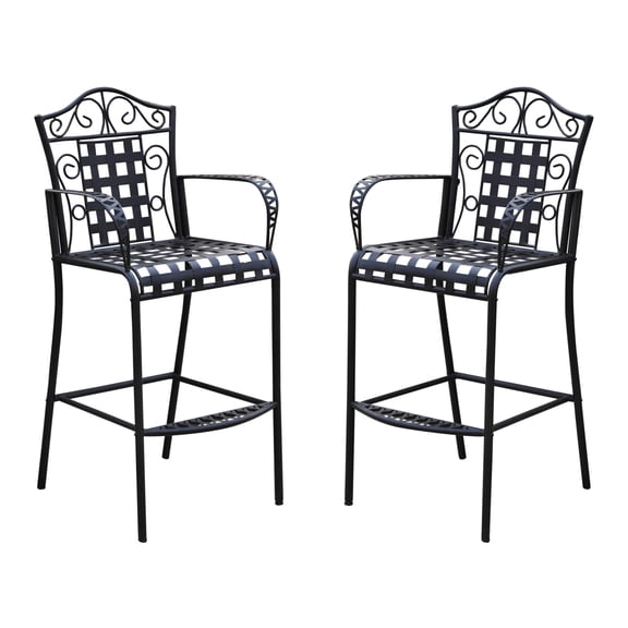 Bowery Hill Iron Patio Bar Stool (Set of 2)