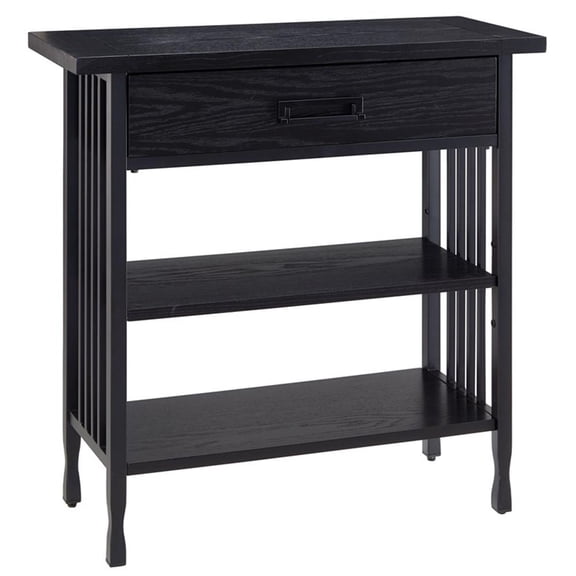 Bowery Hill Ironcraft Foyer Bookcase with Drawer Storage - Black Wash