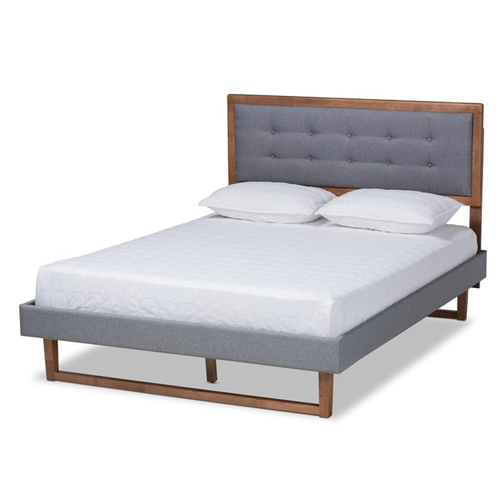 Bowery Hill King Size Dark Gray Upholstered Wood Platform Bed