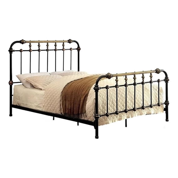 Bowery Hill Metal Black Spindle Bed Rectangular 85.63"x80.5"x54.75" Unassembled