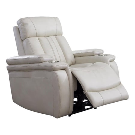Bowery Hill Leather Fabric Power Recliner in Fantom Ivory White