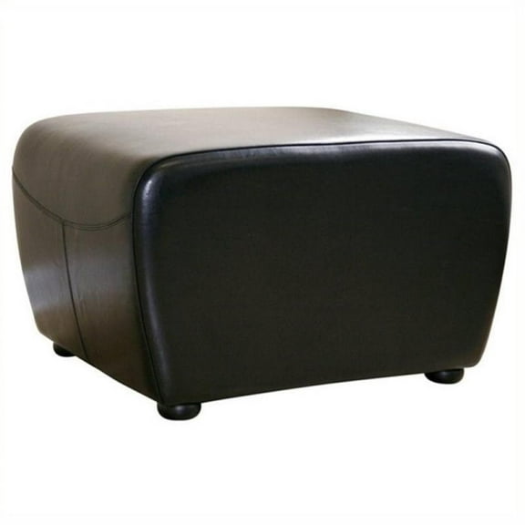 Bowery Hill Leather Ottoman in Black