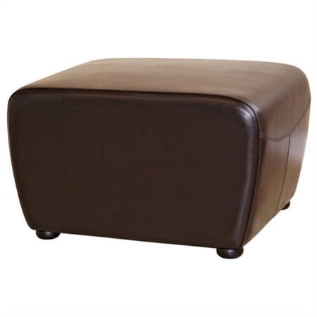 Bowery Hill Bonded Leather Dark Brown Ottoman Rectangular 18" x 21" x 29" Unassembled
