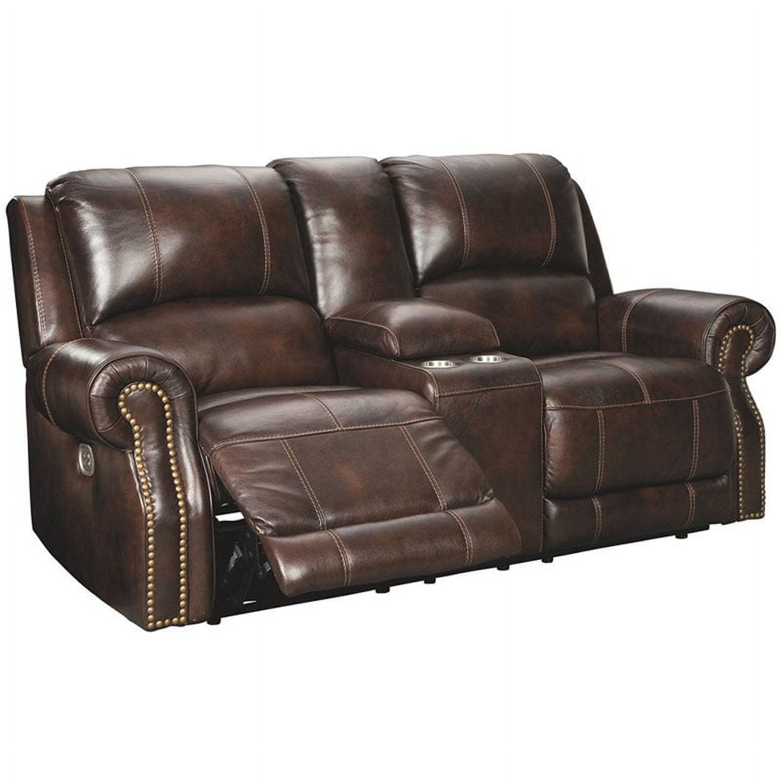 Bowery Hill Leather Power Reclining Loveseat in Chocolate